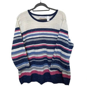 Alfred Dunner Multicolor Stripped Acrylic Sweater Size 2X